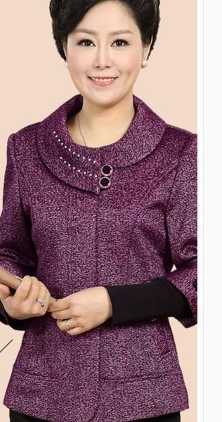 

medium and old age coat mother in spring and autumn long sleeved coat big code clothes, Black;brown