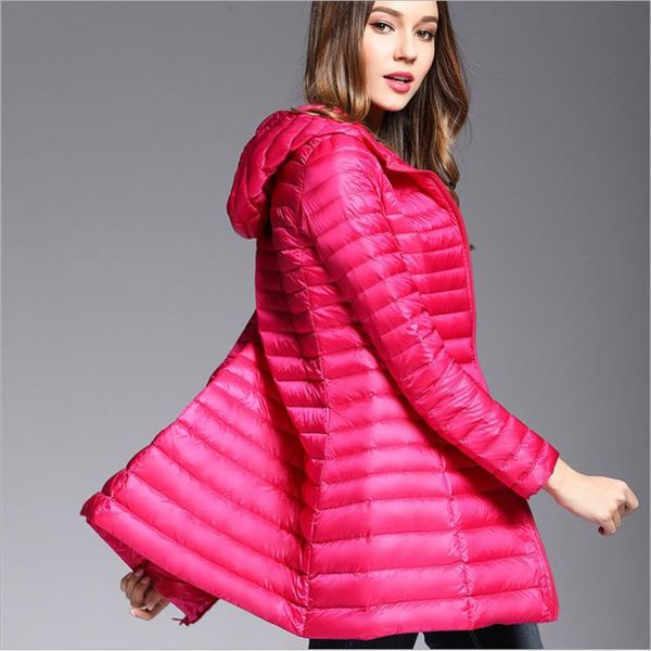 

women winter down jackets hooded korean slim thin puffer jacket portable windproof warm white duck down clothes autumn coat 2018, Black