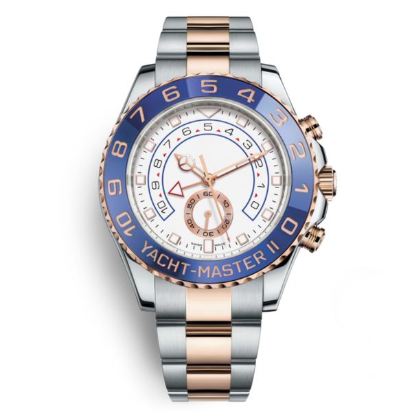 

Mens WristWatches 116681 44mm Yacht Two Tone Rose Gold Stainless Steel Men's Automatic Mechanical Watches Big Dial Chronograph Full Function