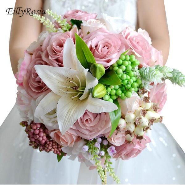 Acheter Broche De Mariage Sur Mesure Bouquet De Mariée Fleurs Artificielles Style De Pays Fait Main Lily Style Fleurs Design De 3342 Du Adychen2011