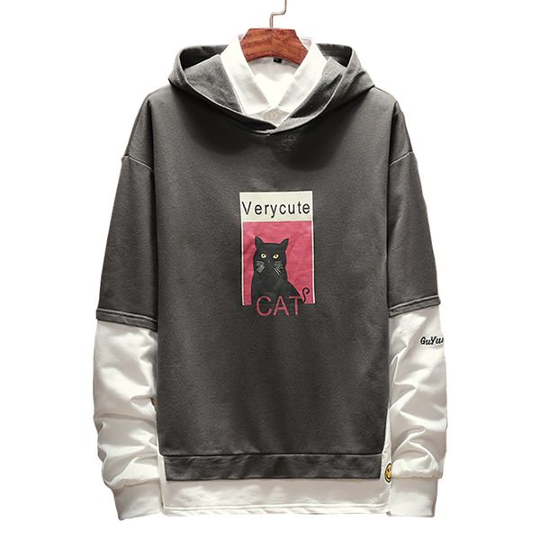 

m-5xl 2018 осень мужская кофты новое прибытие мода печати капюшоном толстовки и толстовки повседневная лоскутное пуловеры мужчины m3-064, Black