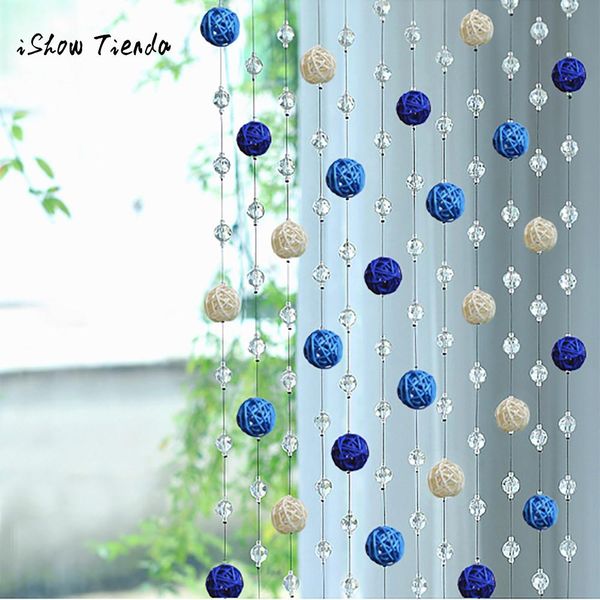 Acquista 1 Pz Sepak Takraw Bead Tenda In Vetro Cristallo Soggiorno Camera Da Letto Finestra Porta Decor Tende Camera Da Letto Di Nozze Soggiorno A