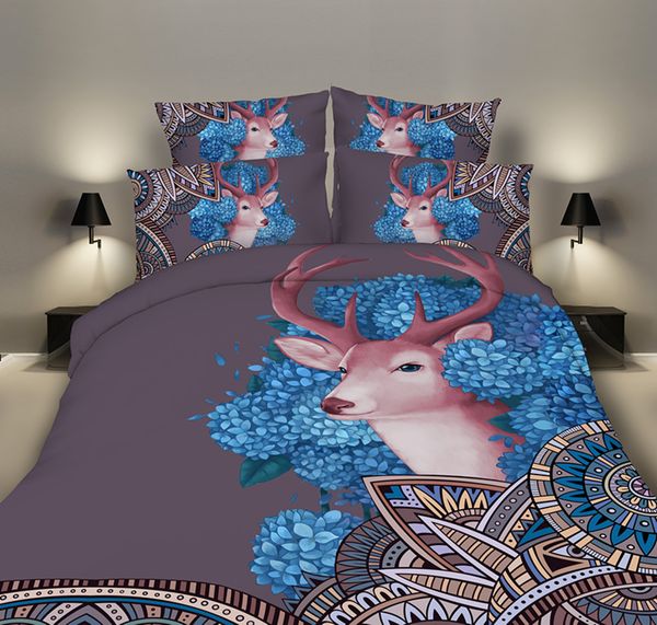 

medusa 3d wolf deer quality duvet cover set  double single size bed linen set