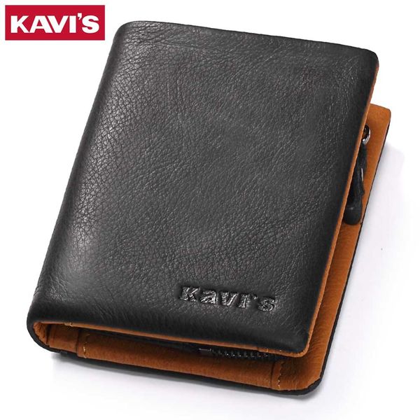 

kavis genuine leather wallet men coin purse male cuzdan slim walet portomonee small portfolio mini perse vallet money bag for, Red;black