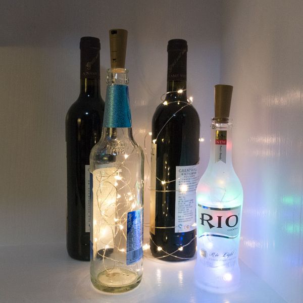 

2018 red wine bottle ser led copper filament lamp string with button battery ag13 2m 20 lights dhl
