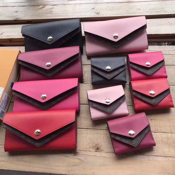 

wholesale double v long wallet mn64317 designer women's purse genuine leather bag fashion purse leather wallet for women gift, Red;black