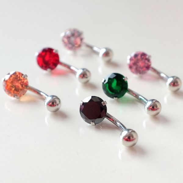 

stainless steel puncture accessories zircon drill nail navel ring umbilical nail for women girls, Silver
