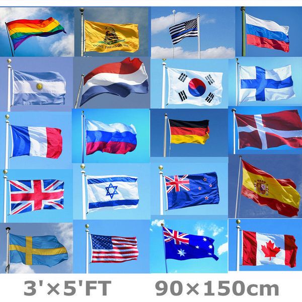 

3*5ft 90*150cm rainbow flags 29 design national flag for world stripe polyester flying flag banners decoration aaa566