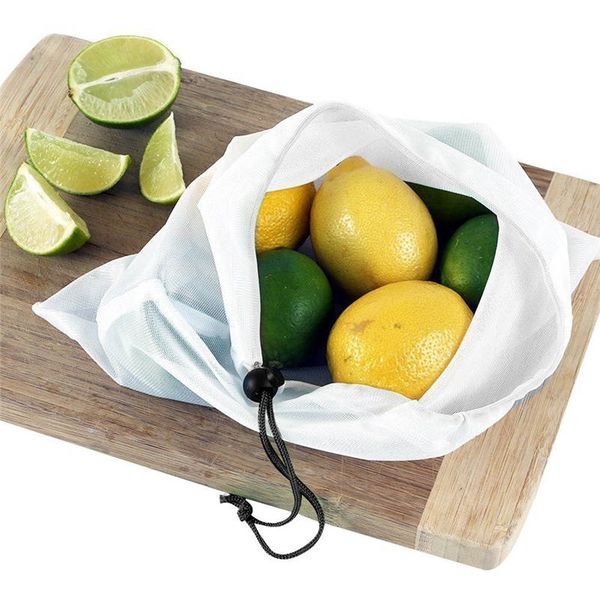 

12 pcs/set reusable produce bags black rope mesh bags - storage vegetable & fruit & grocery