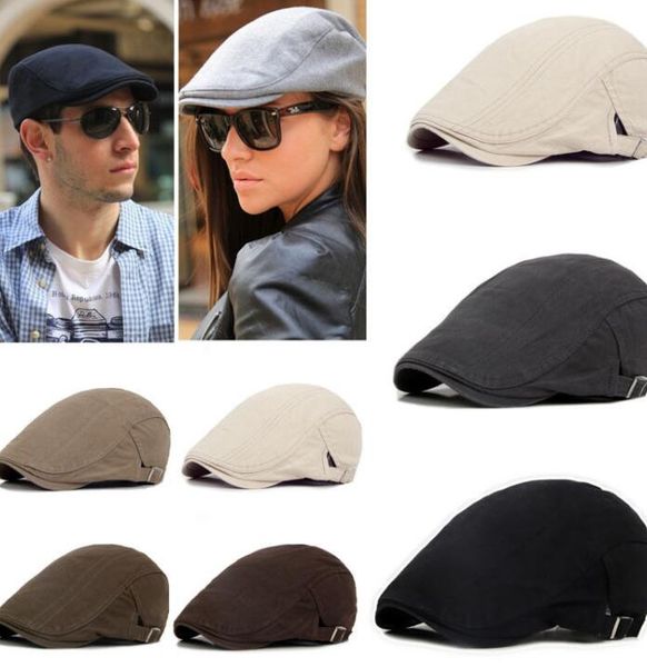 

adjustable beret caps spring summer outdoor sun breathable bone brim hats womens mens herringbone solid flat berets cap hat, Blue;gray