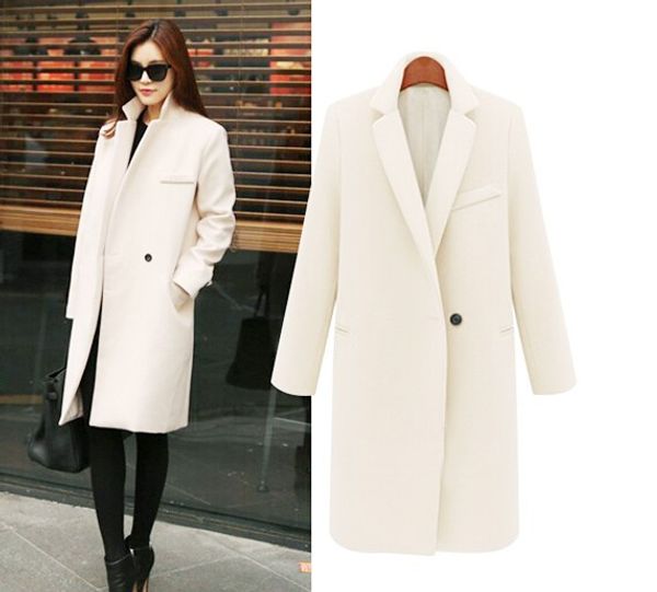 

2018 new fashion women wool blazer suit outwear cashmere coat plus size lady spring autumn trench coat winter woolen overcoat, Tan;black