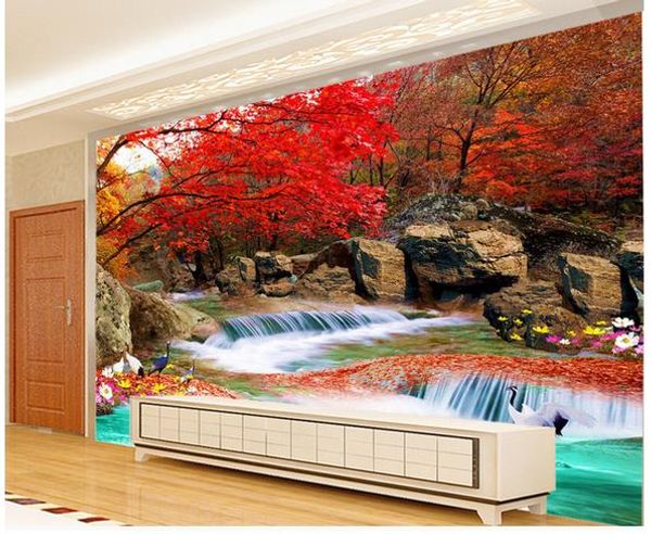 

autumn landscape, forest, living room, tv background, landscape painting