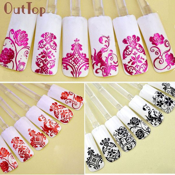 

out2019 newly 108pcs 3d silver flower nail art stickers decals stamping diy nail art decoration tools hipping 30p1020, Black