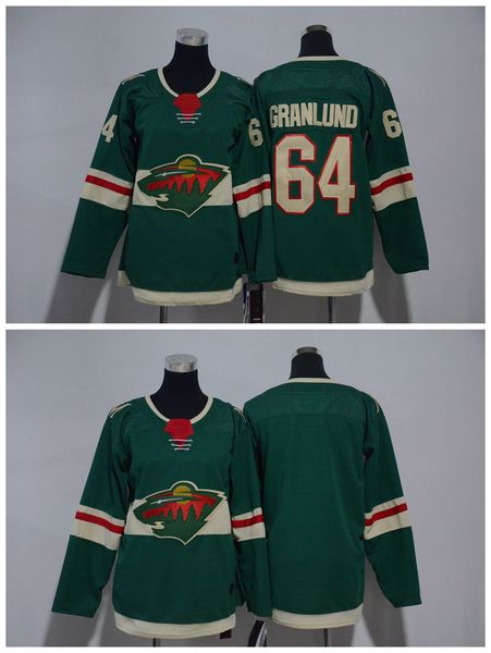 

2018 ad women minnesota wild jersey 64 mikael granlund blank green stitched ladies hockey jerseys, Black;red