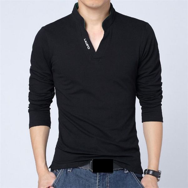 

2018 new fashion brand of men's clothing. solid color, long sleeves, slim, t-shirt for men cotton. spring t-shirts, White;black
