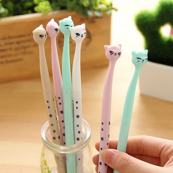 

4 pcs/lot cute kawaii korean japanese cat cartoon 0.5mm black ink gel pens writing office school kids girls supplies stationery