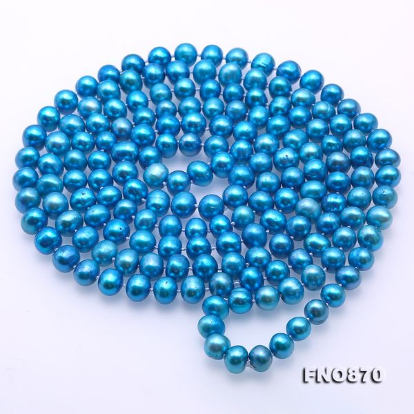 

long pearl jewellery 54inches 8-9mm blue color near round natural freshwater pearl necklace, Silver