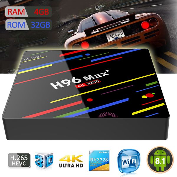 

h96 max + android tv box rk3328 quad core 2.4g wifi 4gb 32gb android 8.1 4k ultra hd tv box