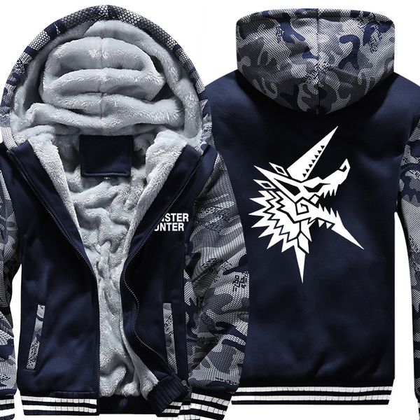 

USA Size Mens Camouflage Coat for Game Monster Hunter World 2G 3G TRI MH4 Battle Fatigues Jacket Thicken Hoodie Sweatshirts