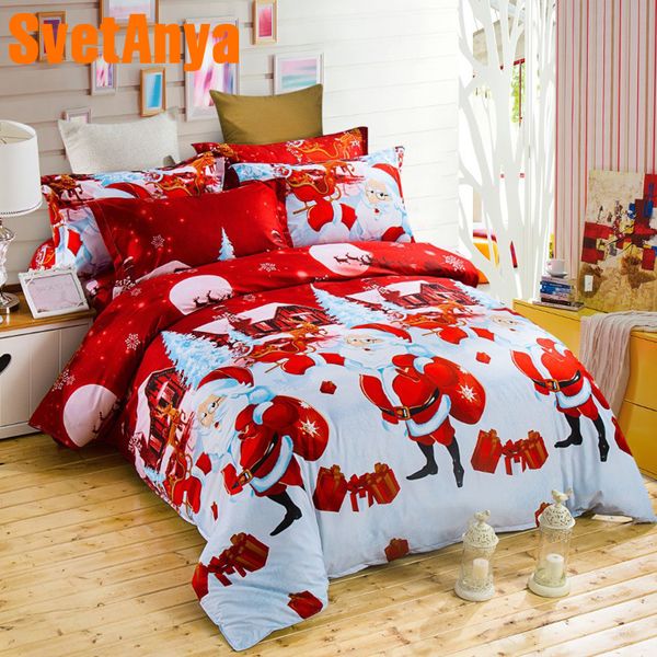 

svetanya pillowcase+duvet cover bed set christmas print bedding set (no sheet) single full  king size