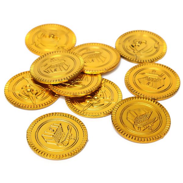 

50pcs pirates gold coins plastic toy coin pirate coins kids party supplies game chip as kid supplies 5zhh204