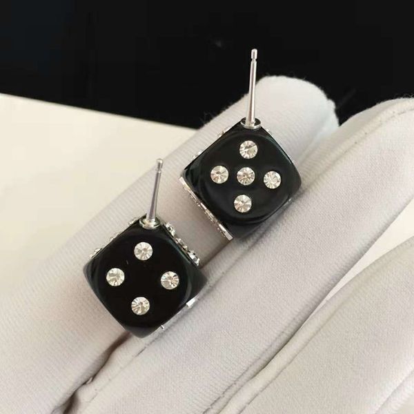 

New Fashion Trendy Women Earrings White Gold Plated CZ Dice Earrings Studs for Girls Women for Party Wedding Nice Gift