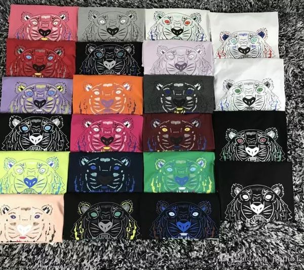 

New Fashion Summer T Shirt Women Tops Tiger Head Letter Print T-shirt Cotton Short Sleeve Tshirt Women Men Tops black white