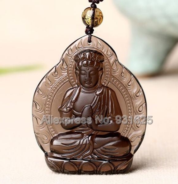 

natural ice clear obsidian carved chinese buddhism darirulai buddha lucky amulet pendant + black beads necklace fashion jewelry