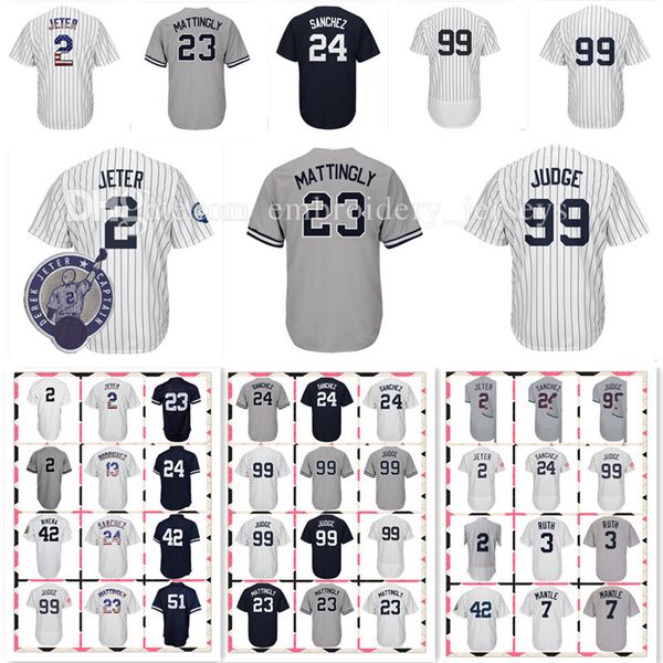 

Men's Very popular jersey 99 Aaron Judge 42 Mariano Rivera 2# 3 Babe Ruth 7 Mickey Mantle 23 Don Mattingly jerseys