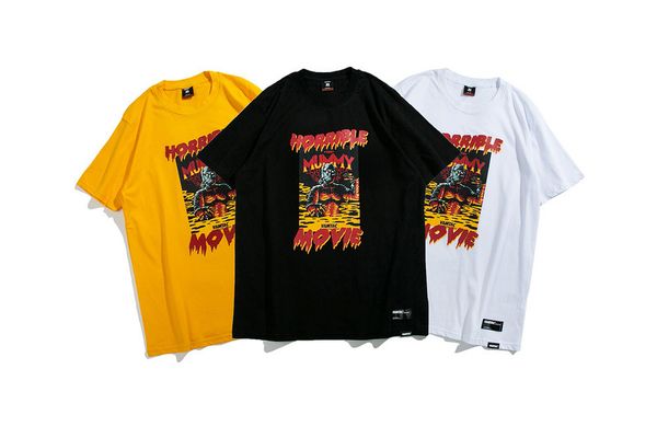 

High Quality Printed T-Shirt Hip Hop O-neck Short Sleeve Tees HORRIBLE MOVIE Skateboard Oversize Cotton Street Tops for Male