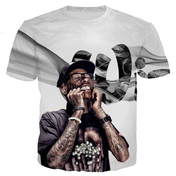 

men/womens 3d t-shirt singer wiz khalifa print short sleeve funny t-shirts harajuku fitness casual shirt u968, White;black