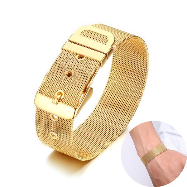 

milanese band men women bracelet stainless steel watch strap bangle brackelts brazalet adjustable male jewelry, White