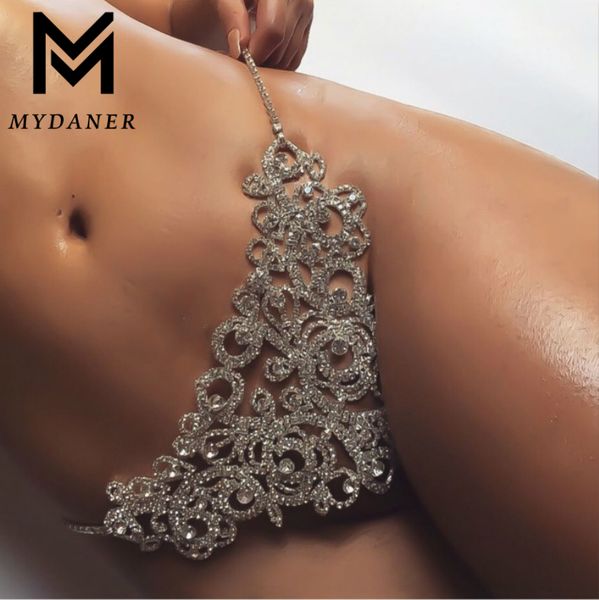 

mydaner 2017 women body chain charm exaggerated luxury crystal underwear belly waist chain statement jewelry for women, Slivery;golden