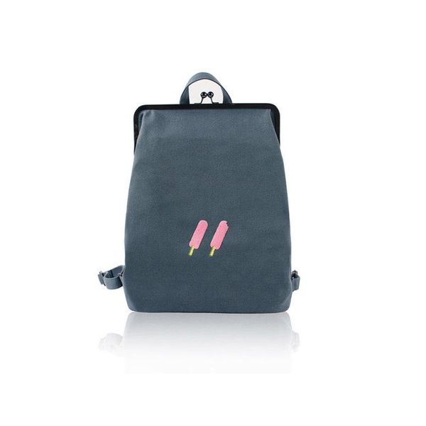 

yizi canvas backpack female simple mini backpack art student bag embroidery with metal frame clasp gold teenage girls backpack