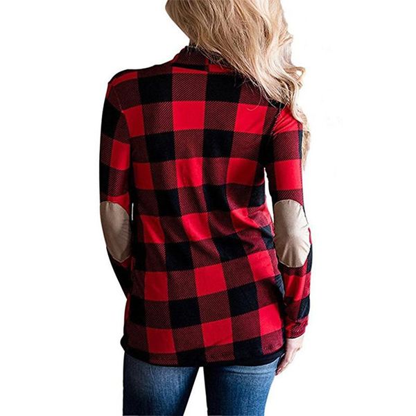 

кардиган верхняя одежда одежда открытым стежком осень пальто тройник s-2xl женщины пальто дизайн плед печатных топы с длинным рукавом, Black;brown