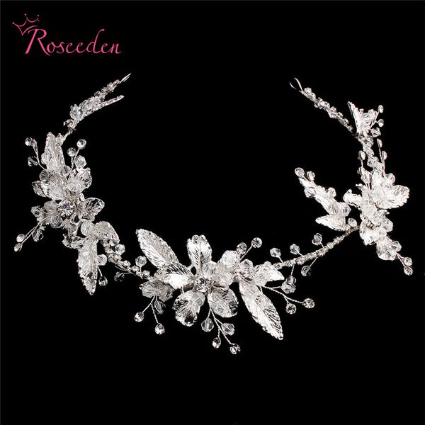 

delicate handmade rhinestones crystal flower wedding headpiece bridal tiara headband hair accessories bridesmaids re3167, Golden;white