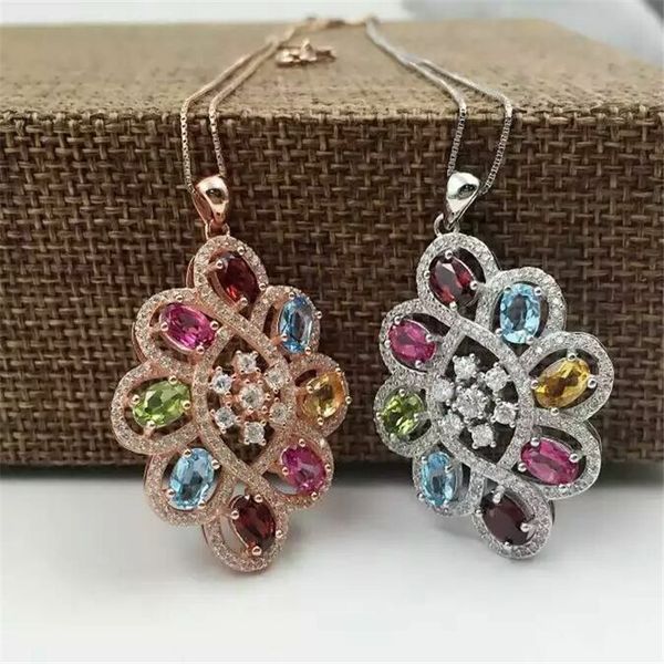 

kjjeaxcmy boutique jewels s925 pure silver inlay a variety of natural gemstone female goddess shaped pendant + necklace