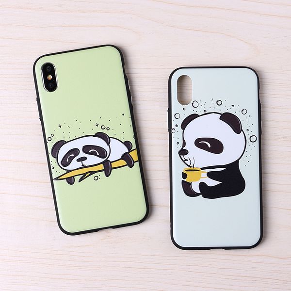 

3d dimensional relief phone cases pet panda plating button for iphone xs max cell phone case for iphone 6 7 8 x plus