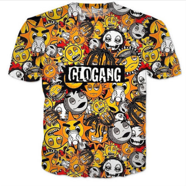 

fashion mens/womans cartoon glo gang summer style funny 3d print casual t-shirt plus size zgx065, White;black