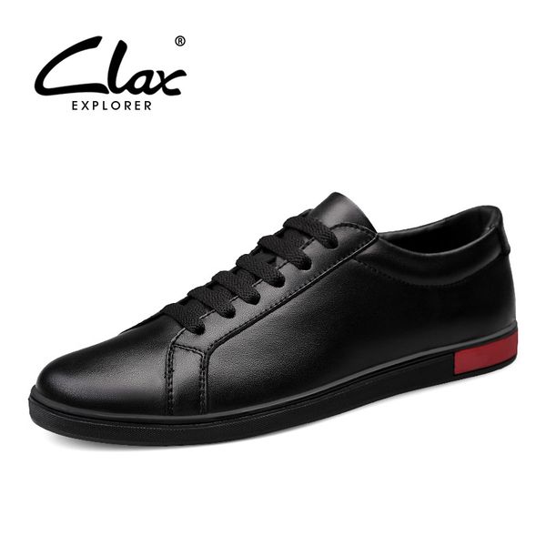 

clax men leather shoes spring autumn fashion casual footwear male walking shoe leather sneakers chaussure homme, Black