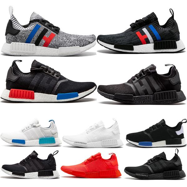 

High Quality NMD R1 running shoes Primeknit classic OG Triple black White red Men Women beige Runner Sports sneakers Shoe EUR 36-45