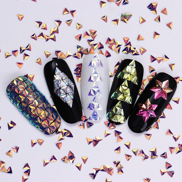 

6 boxes chameleon ab color nail sequins colorful e rhombus flakies glitter nail art paillette, Silver;gold