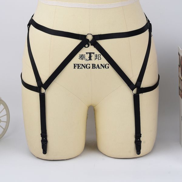 

тело жгут crop top harness бюстгальтер + подвязки набор бандаж тела fetish wear gothic клетка gothic rave leg подвязки, Black;white