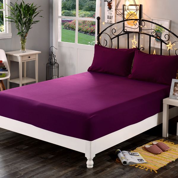 

mecerock 1pc/2pcs/3pcs 100%polyester solid fitted sheet mattress cover four corners with elastic band bed sheet cases