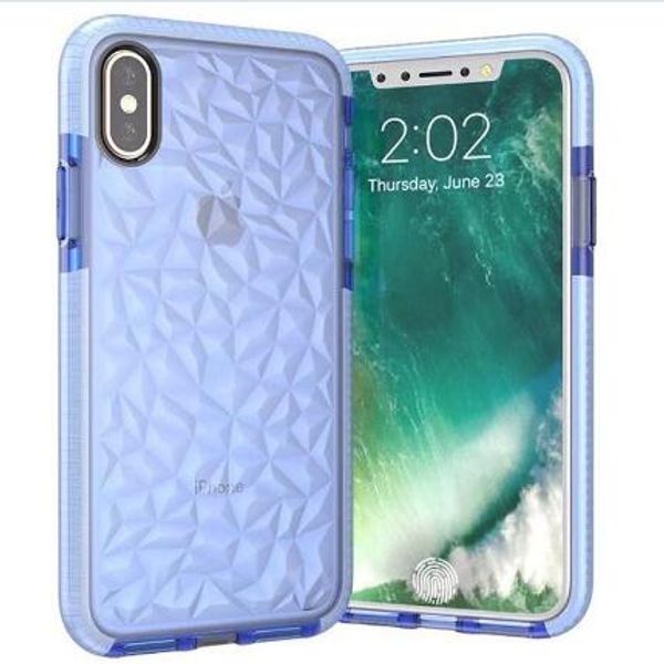 Padrão de diamante transparente claro à prova de choque à prova de poeira macio tpu diamante phone case para iphone xs max xr 8 7 6 s plus samsung s8 s9 s10e além de