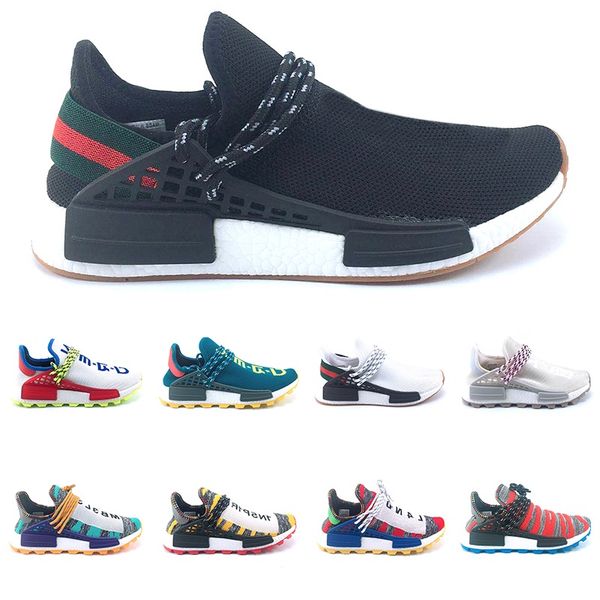 

new human race trail solar afro pack running shoes men women creme nerd pharrell williams hu runner solarhu trainer sport sneaker size 36-47, White;red