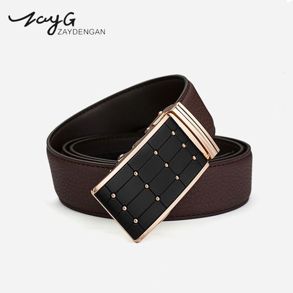 

zayg мужчины высокого качества из натуральной кожи ремни мужской металла автоматическая ratchet пряжки ремня бизнесмен классический пояса 11, Black;brown