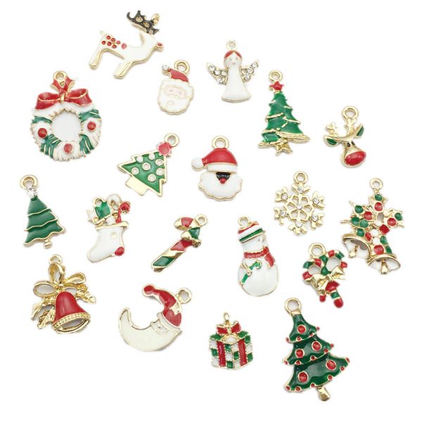 

19pcs new year metal alloy christmas charm decor set xmas pendant drop ornaments hanging christmas decoration navidad 2018