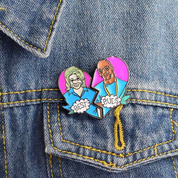 

creative stitching broken heart 2pcs/set love brooches buds brooch lovers jacket backpack lapel pins fashion enamel brooch, Gray