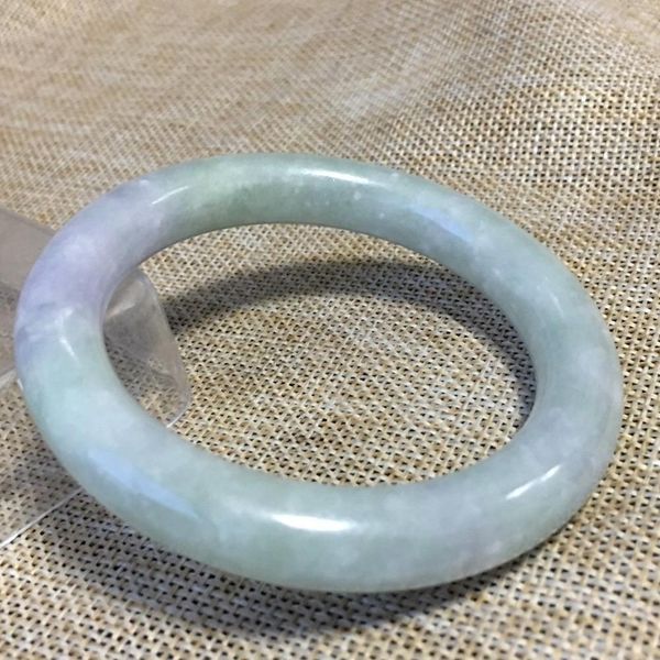 

57mm lavender green stoneite stone bangle bracelet handmade a027, Black
